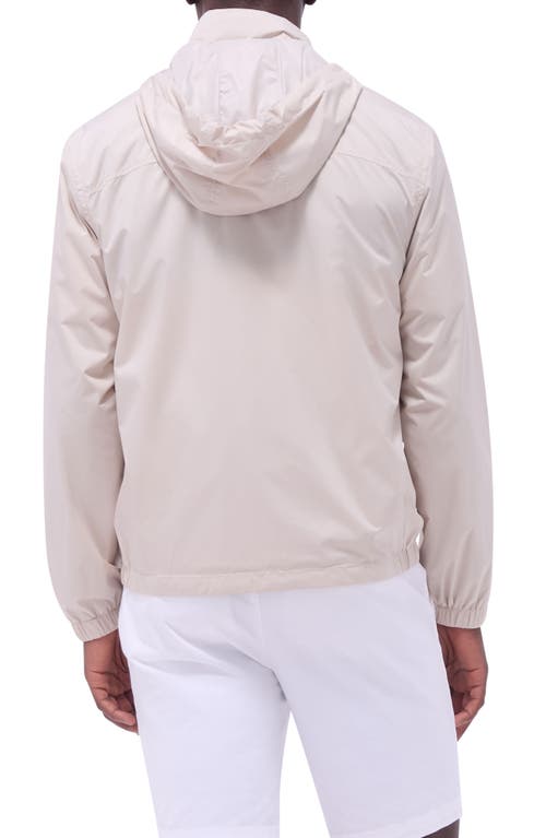 Bugatchi Water Repellent Packable Jacket With Removable Hood In Almond