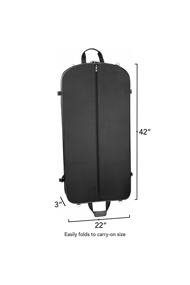 42" Premium Travel Garment Bag with shoulder strap and two large pockets, Alternate, color, Grey