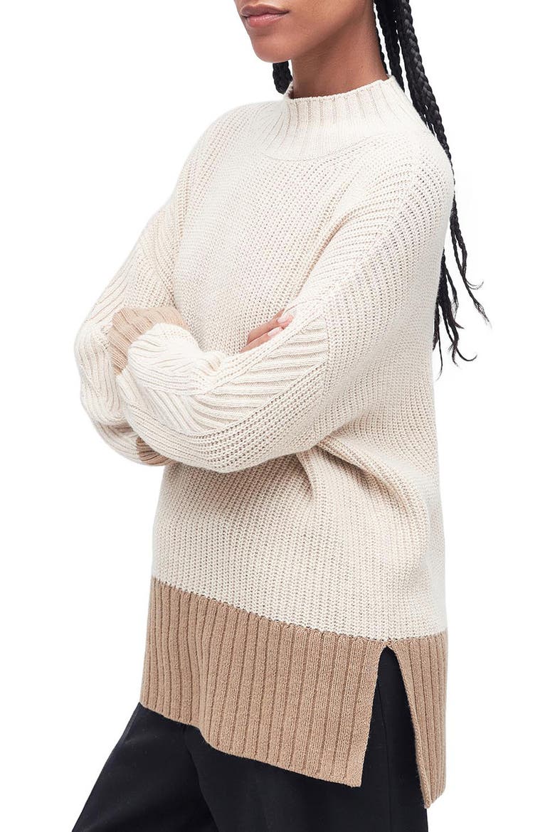Elsa Cotton & Wool Blend Funnel Neck Sweater, Alternate, color, LT FAWN