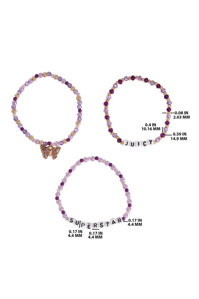 Kids "Juicy Superstar" Beaded Bracelet Set, Alternate, color, purple, white, gold