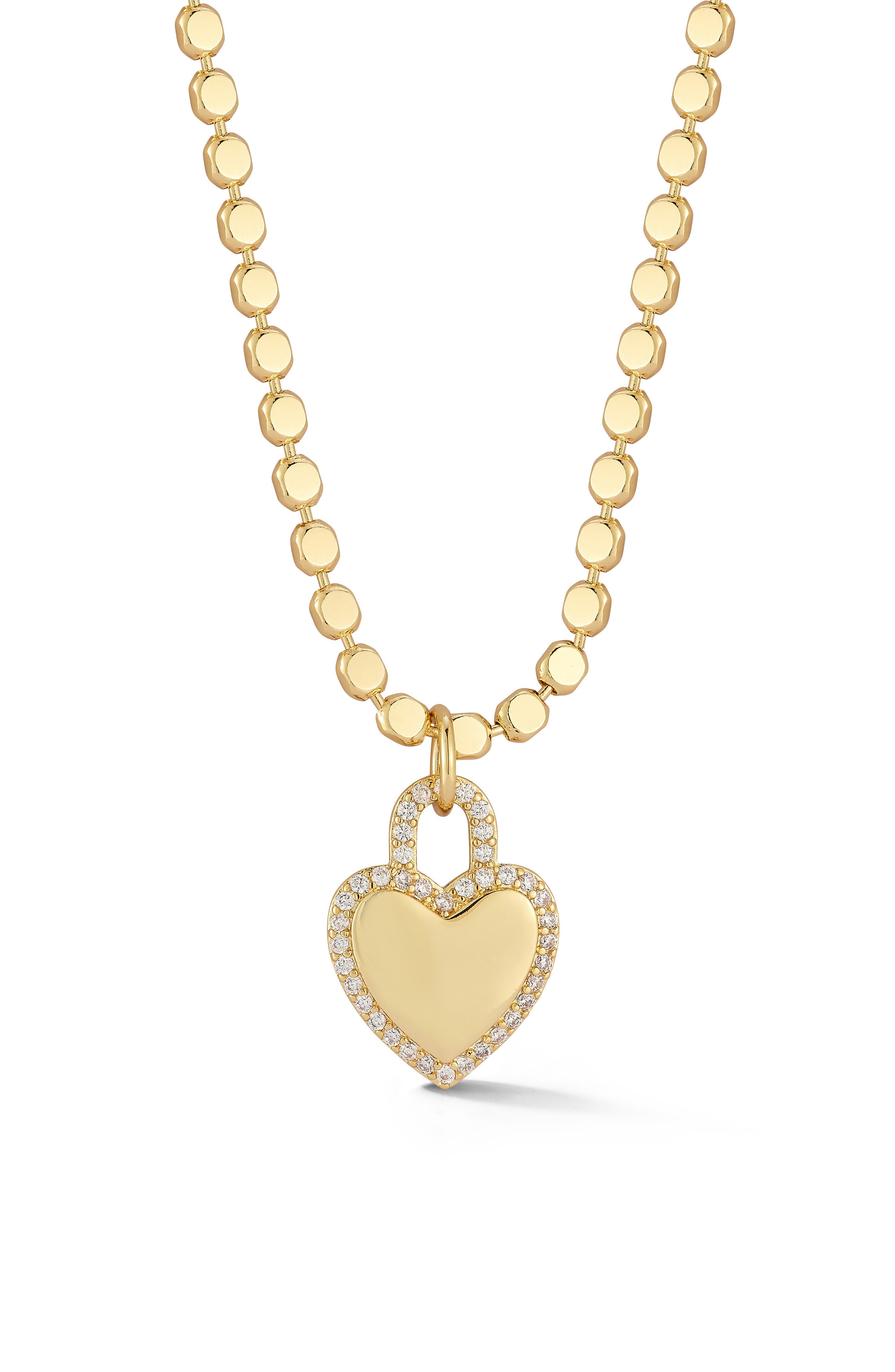 GLAZE JEWELRY Pavé Cubic Zirconia Heart Lock Pendant Necklace