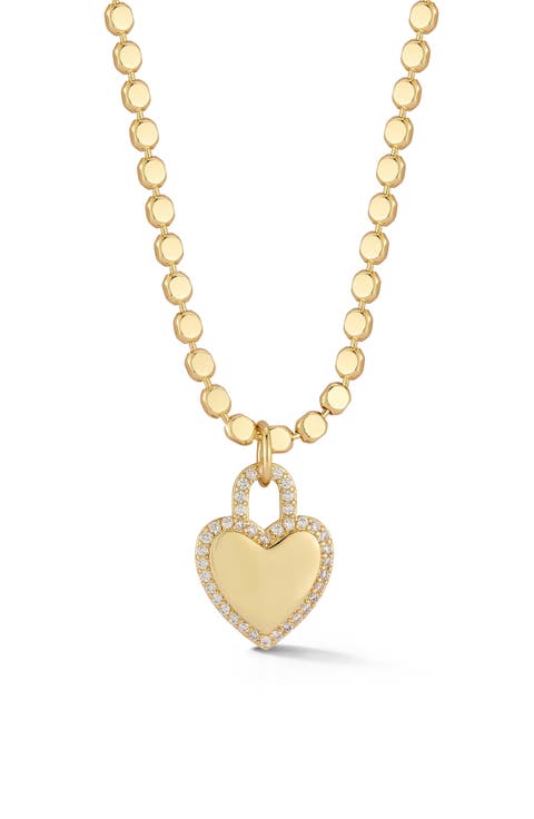 Pavé Cubic Zirconia Heart Lock Pendant Necklace