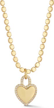 GLAZE JEWELRY Pavé Cubic Zirconia Heart Lock Pendant Necklace