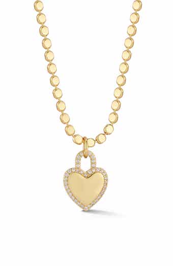 Pavé Cubic Zirconia Heart Lock Pendant Necklace