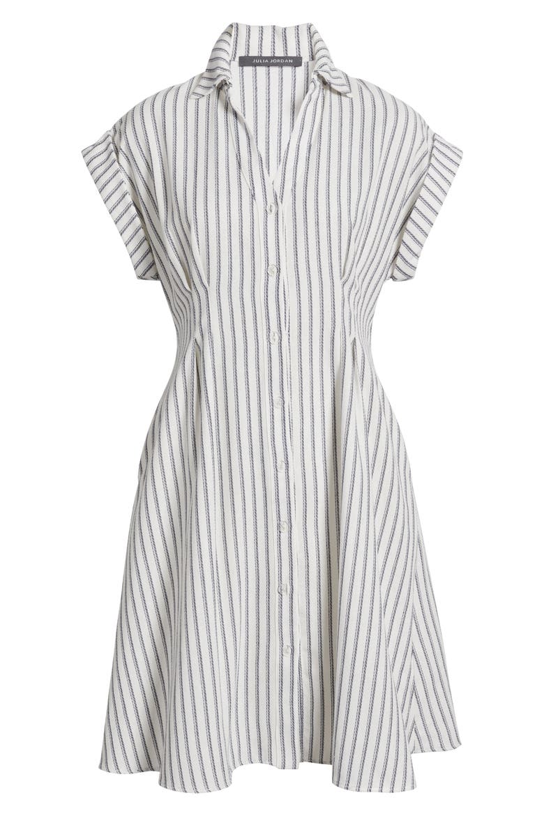 Ticking Stripe Shirtdress, Alternate, color, IVORY NAVY
