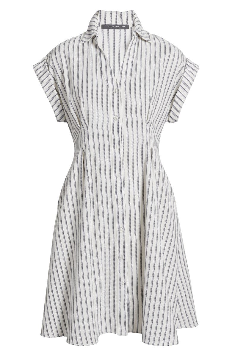 Julia Jordan Ticking Stripe Shirtdress, Alternate, color, Ivory Navy