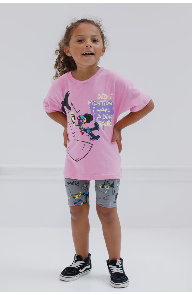 Marvel T-Shirt & Bike Shorts Set, Alternate, color, Purple / Black