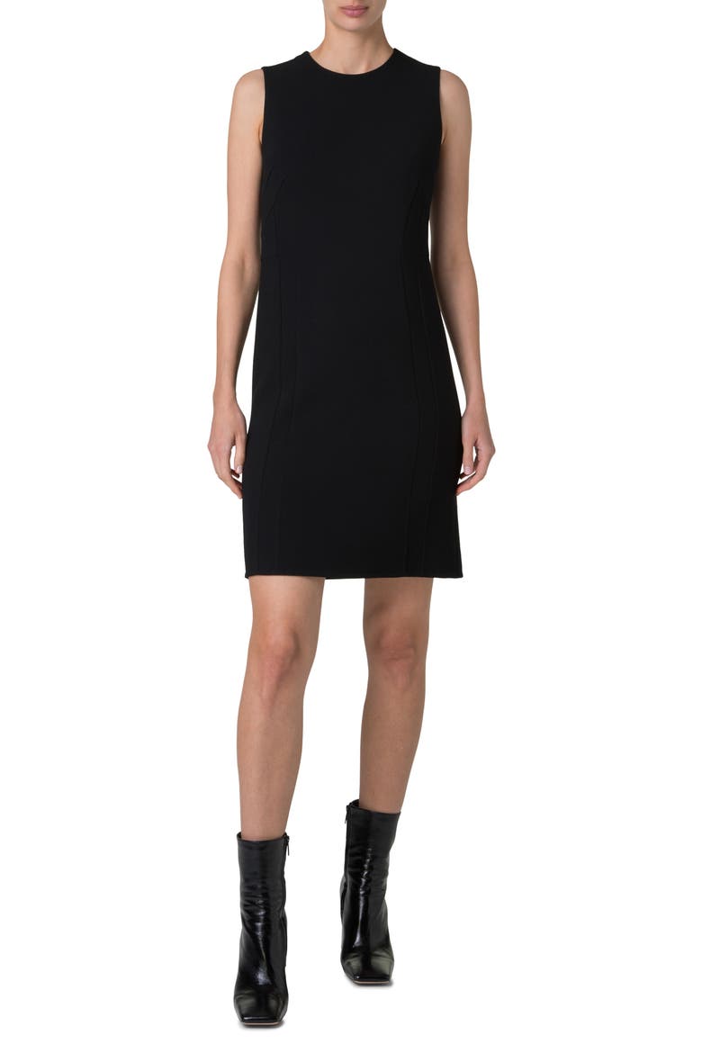 Wool Crepe Sheath Dress, Main, color, BLACK