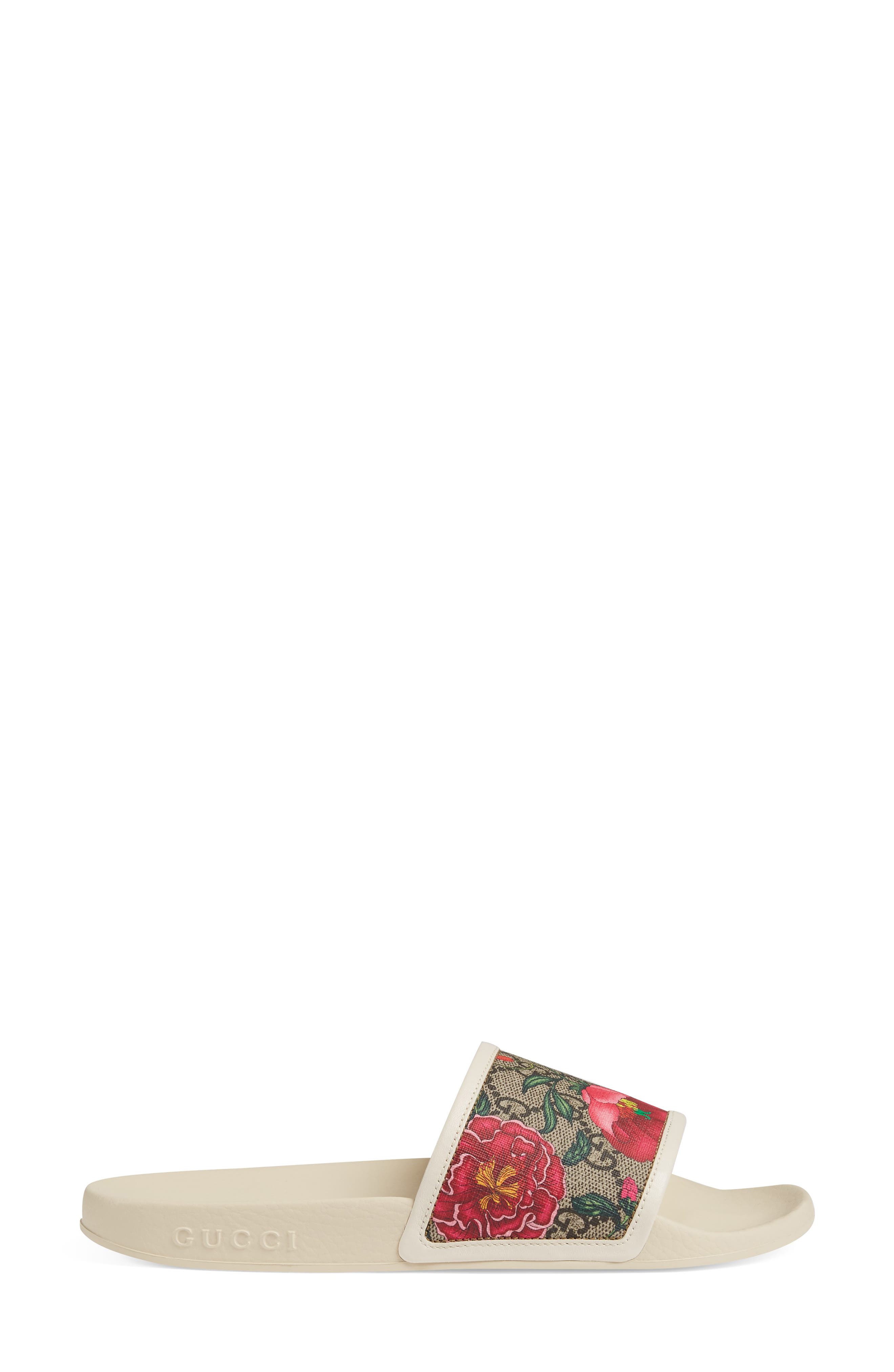Gucci Floral GG Supreme Slide Sandal, Alternate, color, 
