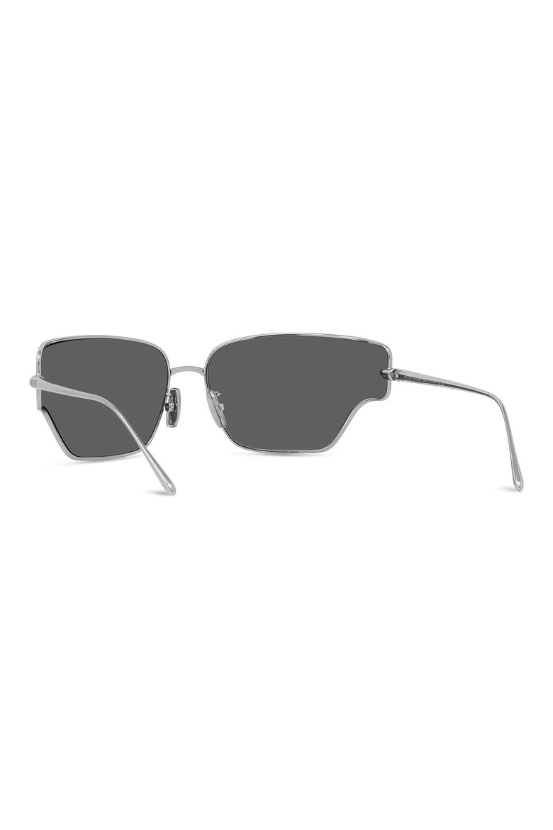 Signature 70mm Mirrored Oversize Geometric Sunglasses, Alternate, color, SHINY PALLADIUM / SMOKE MIRROR