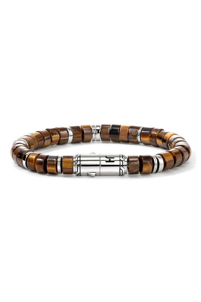 Heishi Beaded Bracelet, Alternate, color, SILVER