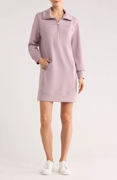 Palm Voyage Half-Zip Long Sleeve Sweatshirt Dress
