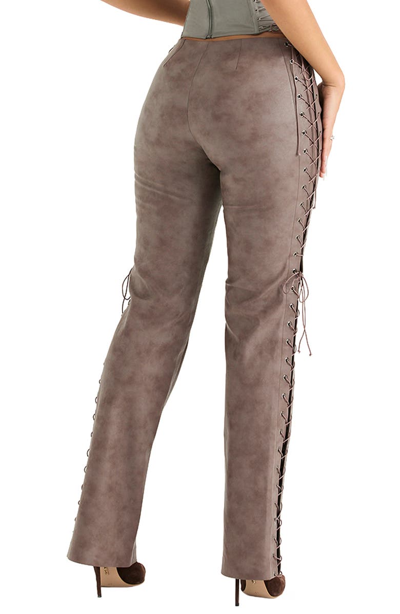 HOUSE OF CB Drew Lace-Up Faux Leather Trousers, Alternate, color, 