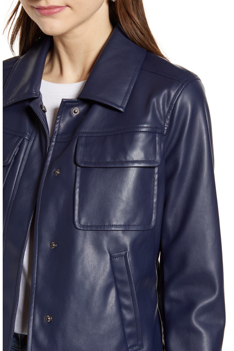 Boxy Faux Leather Jacket (Nordstrom Exclusive), Alternate, color, NAVY NIGHT