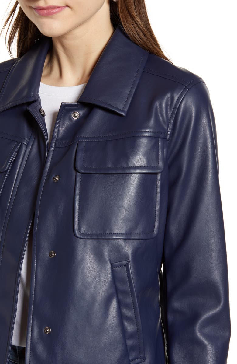 Something Navy Boxy Faux Leather Jacket, Alternate, color, 