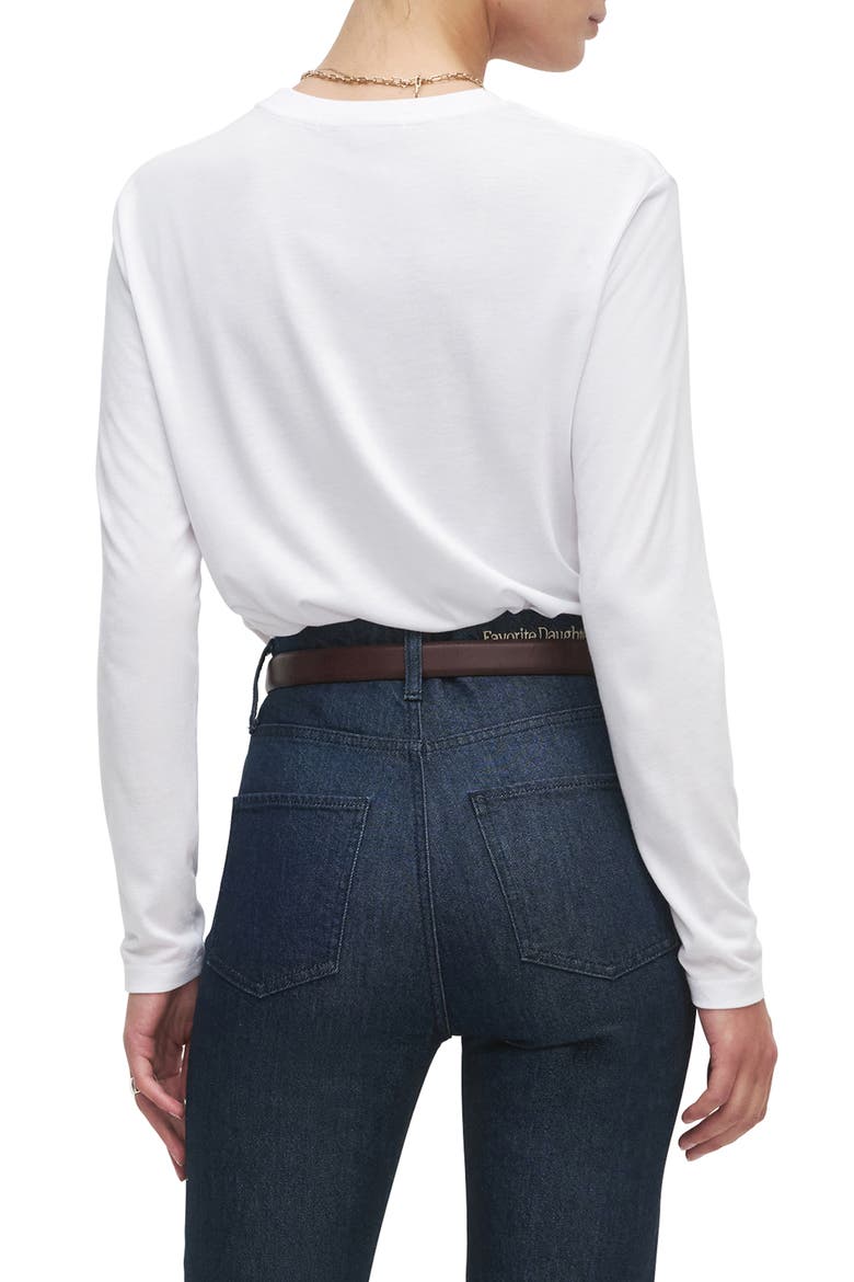 The Cropped Collegiate Long Sleeve Graphic T-Shirt, Alternate, color, WHITE/ LIGHT BLUE
