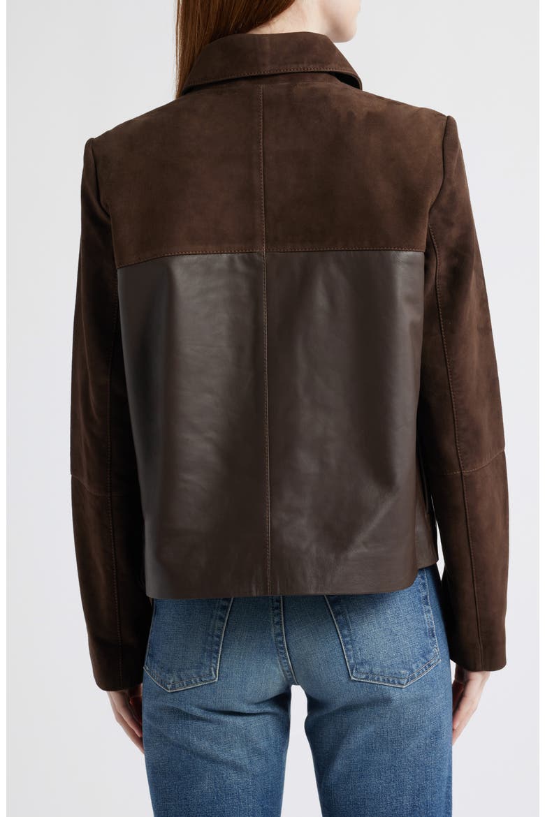 Short Suede & Leather Jacket, Alternate, color, CHOCOLATE