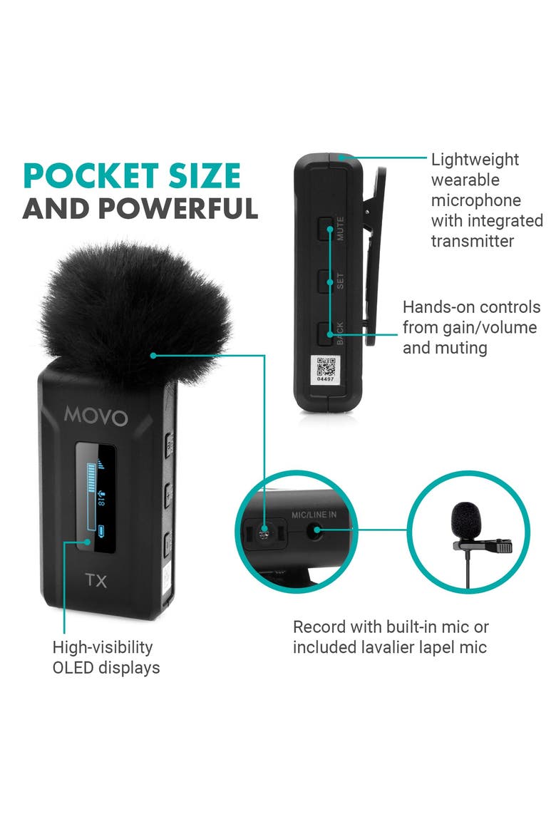 WMX-2-C Wireless Microphone for iPhone 15/16 with Charging Case, Alternate, color, Black
