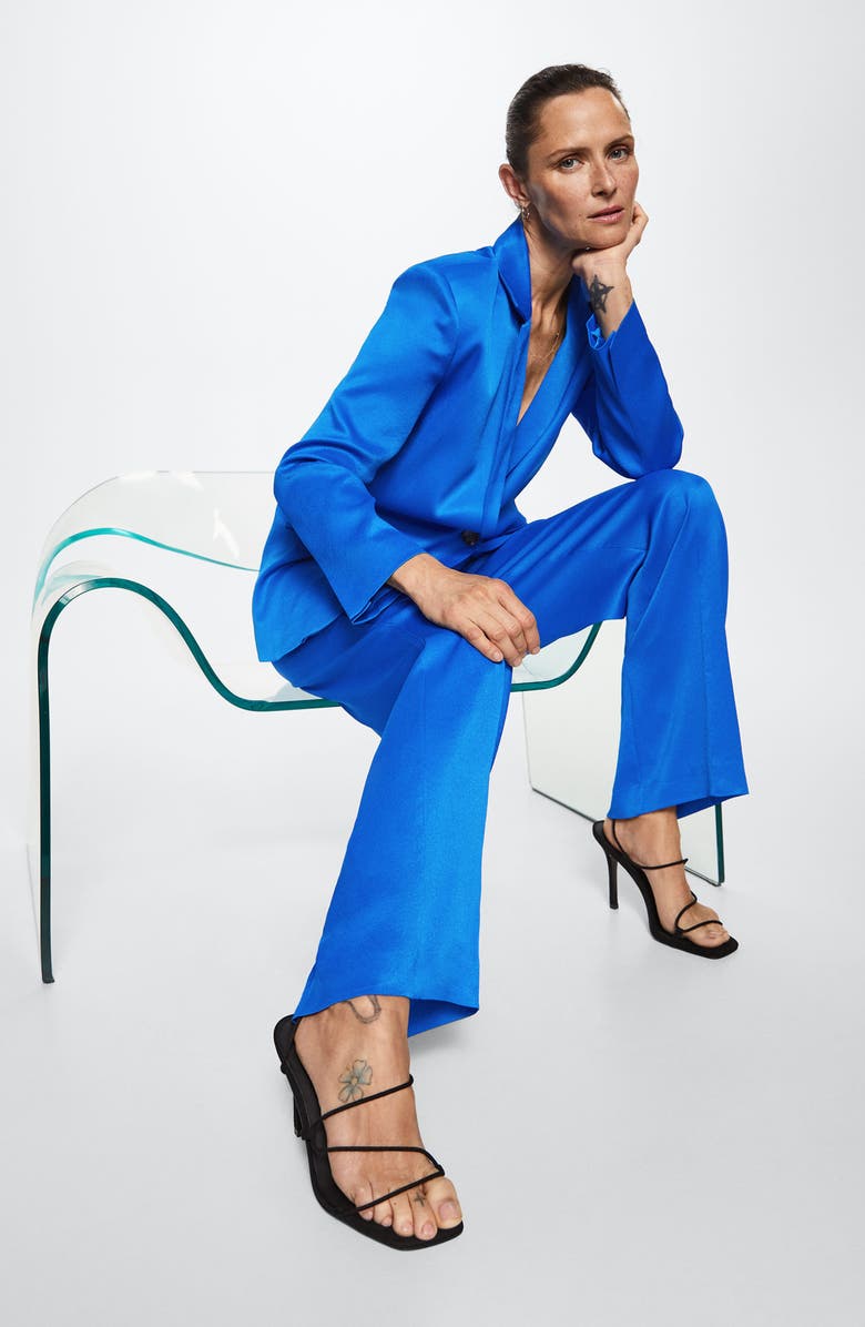 MANGO Flowy Satin Suit Pants, Alternate, color,