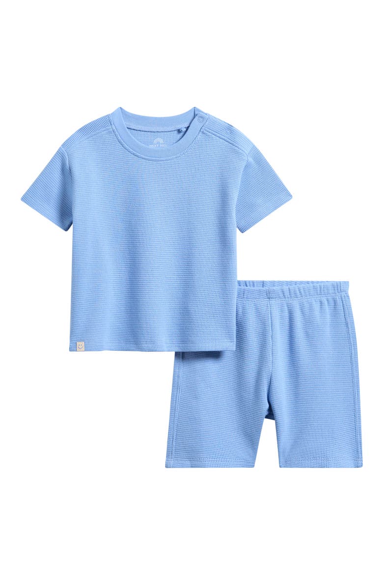 Waffle Knit T-Shirt & Shorts Set, Main, color, BLUE