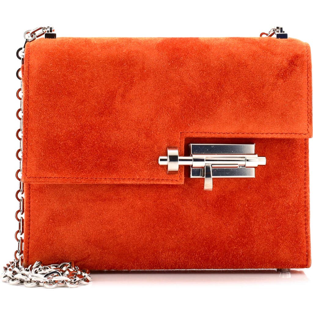 Pre-owned Hermes Hermes Verrou Chaine Bag Doblis Suede Mini In Brown
