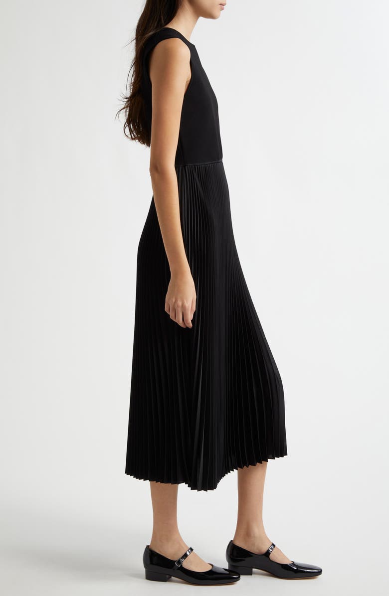 Theory Sleeveless Pleated Midi Dress, Alternate, color, Black
