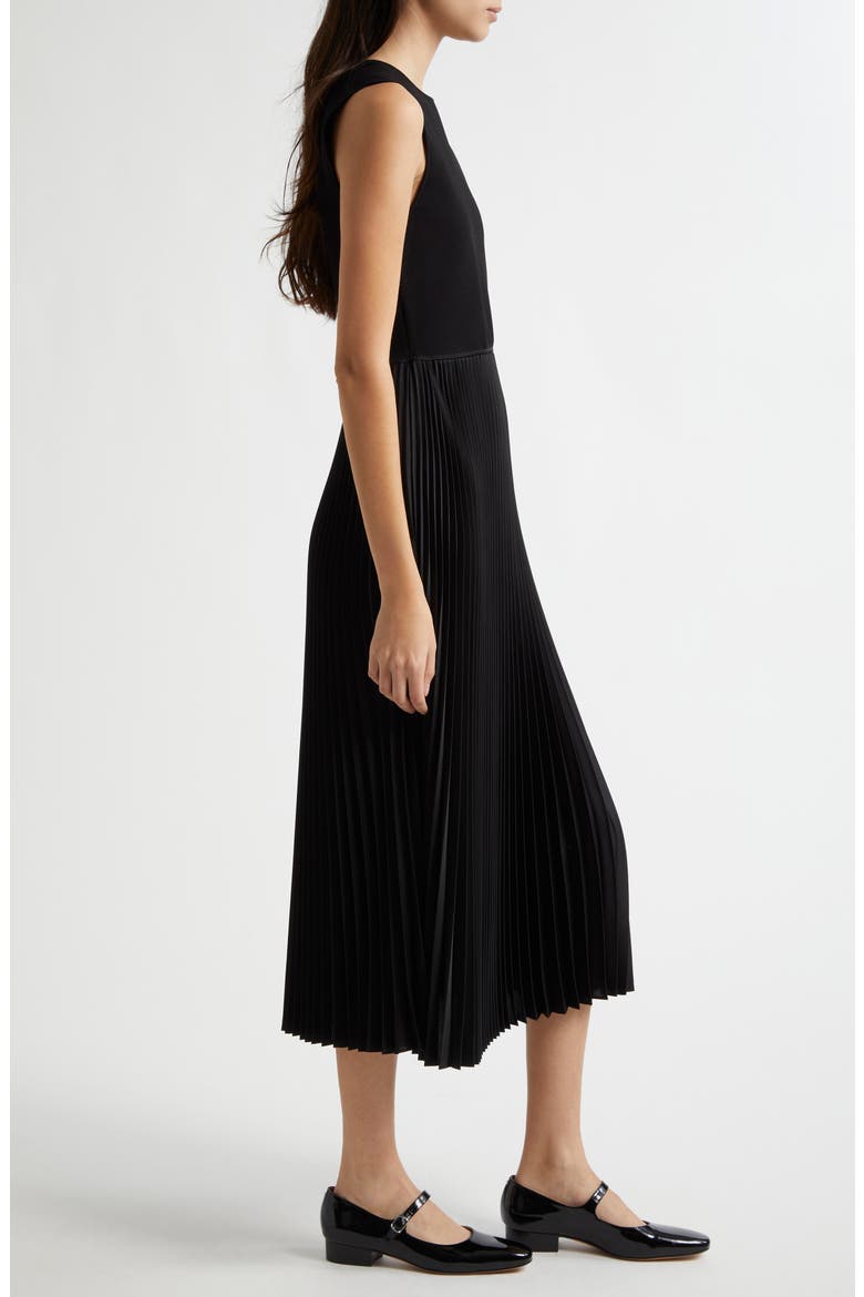 theory pleat skirt midi dress Theory Crew Neck Pleated Midi in Black