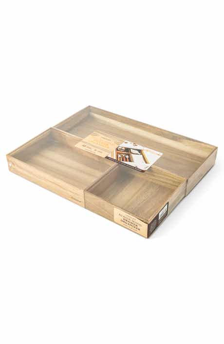 Acacia Wood 3-Piece Drawer Organizer Set