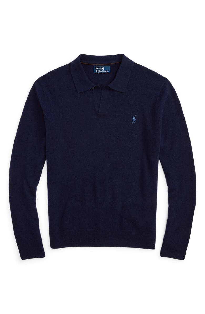 Polo Ralph Lauren Regular Fit Wool Johnny Collar Sweater, Alternate, color, Hunter Navy
