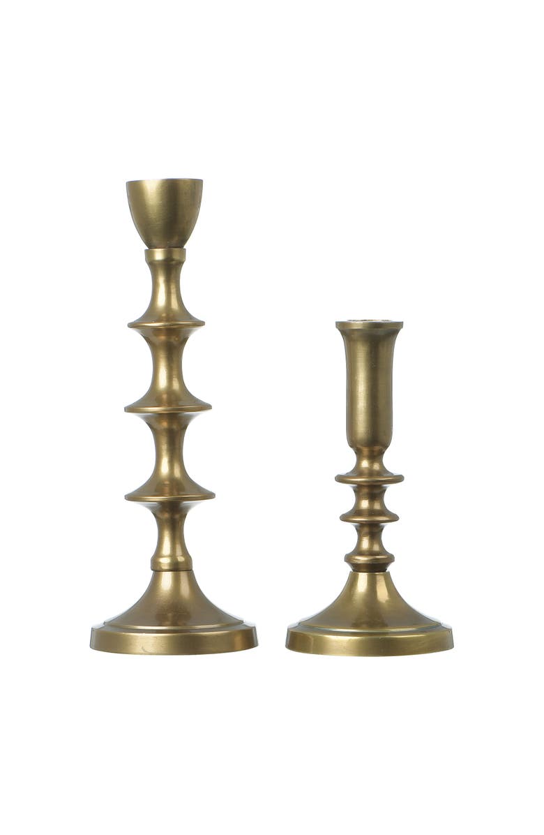 Storied Home Decorative Metal Taper Holders, Gold, Set of 2, Alternate, color, Gold
