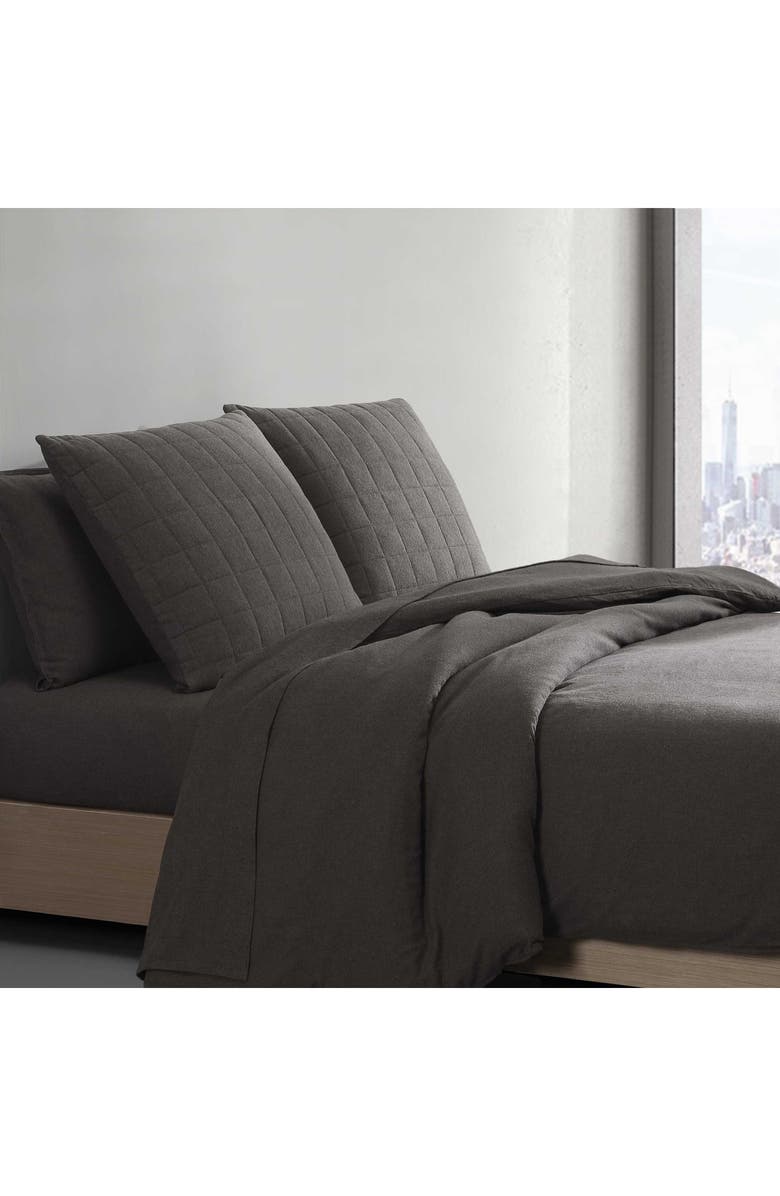 Calvin Klein Home Mélange Cotton Flannel Sham, Alternate, color, Dark Brown