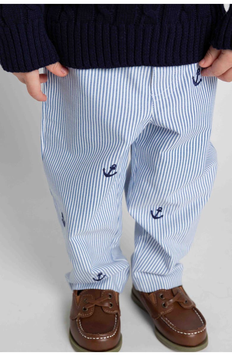Florence Eiseman Stripe Fake Fly Pants With Anchors, Alternate, color, Blue Seersucker