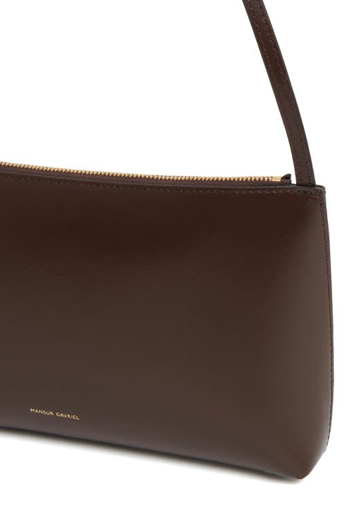 Shop Mansur Gavriel Gaia Leather Shoulder Bag In Chocolate/warm Grey