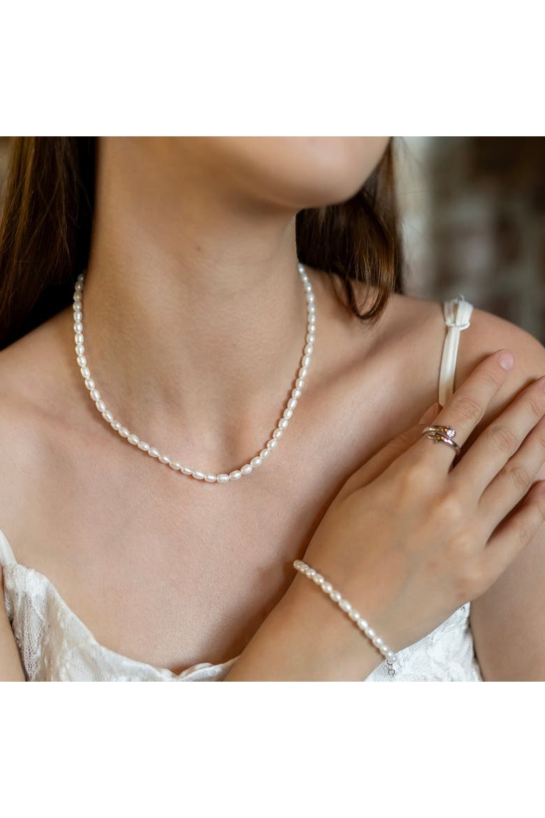 Natural Freshwater Real Seed Pearl Strand Necklace, Alternate, color, Silver