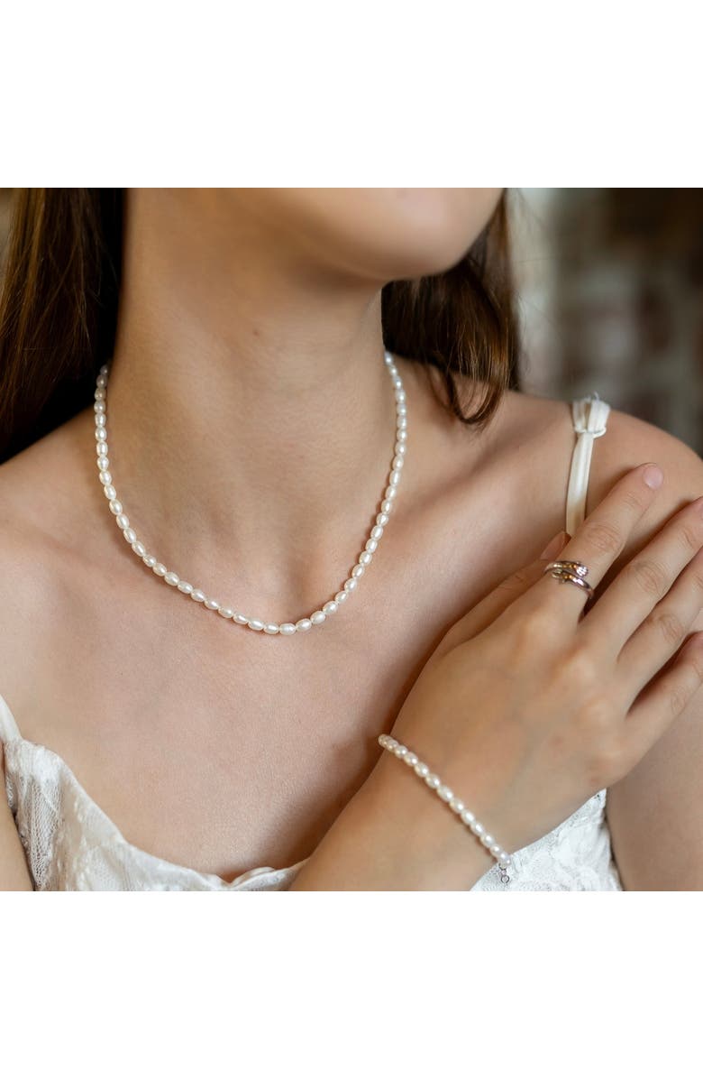 Spero London Natural Freshwater Real Seed Pearl Strand Necklace, Alternate, color, Silver