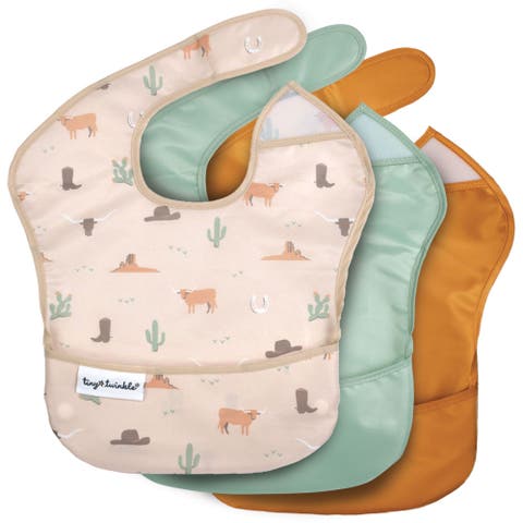 Mess-Proof and Waterproof Baby Food  BPA-Free Bib w/Adjustable Closure 3pc - Solids