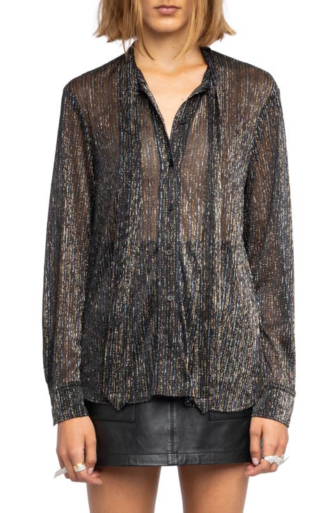 Tulba Shimmer Tie Neck Shirt