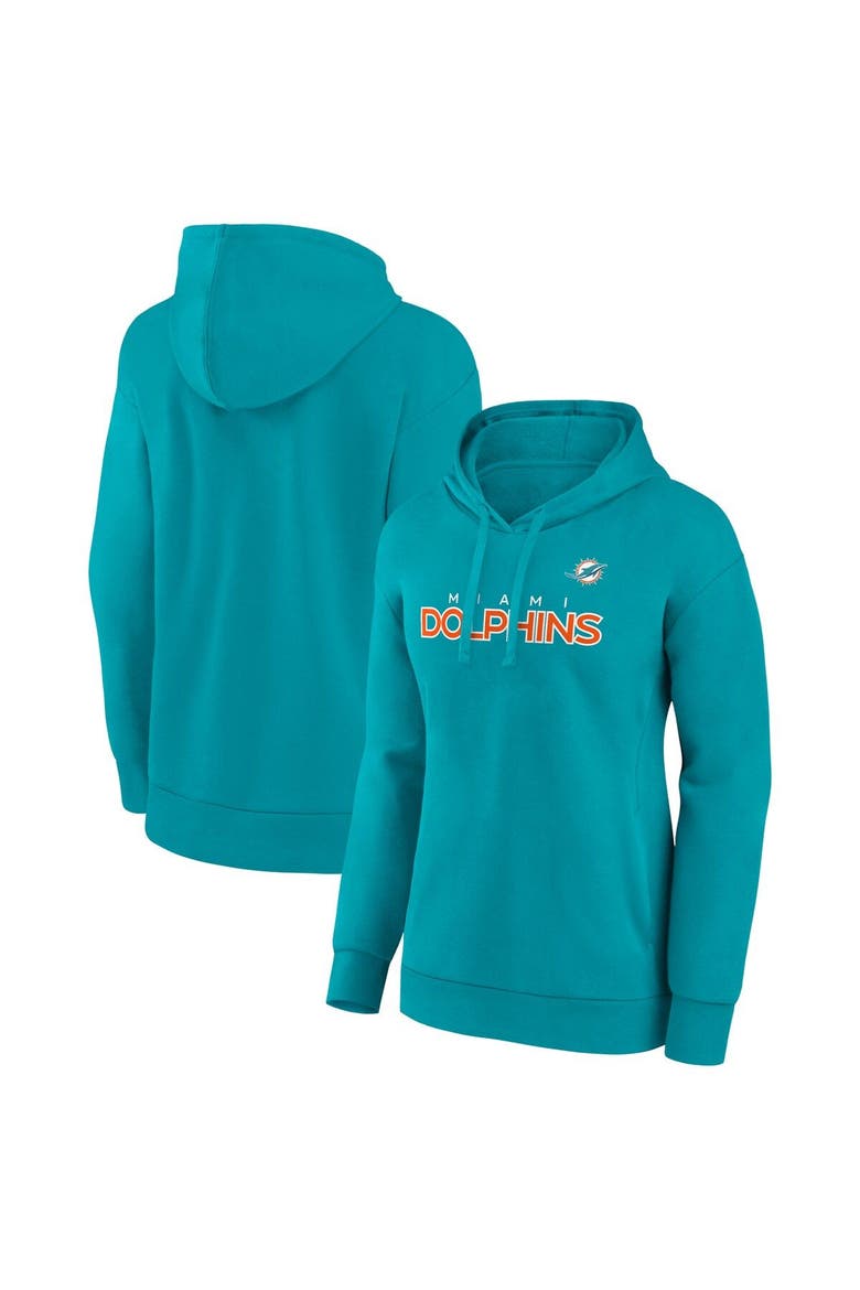 Women's Fanatics Branded Aqua Miami Dolphins Checklist Crossover V-Neck Pullover Hoodie, Alternate, color, Aqua