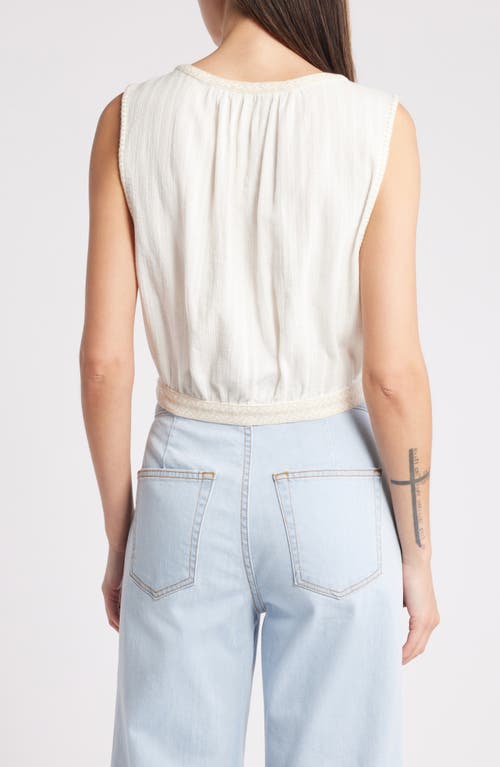 Faherty Isla Embroidered Organic Cotton Button-up Tank In Egret