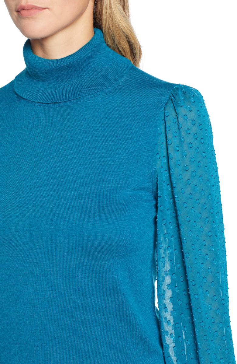 Halogen<sup>®</sup> Sheer Sleeve Turtleneck Sweater, Alternate, color, 