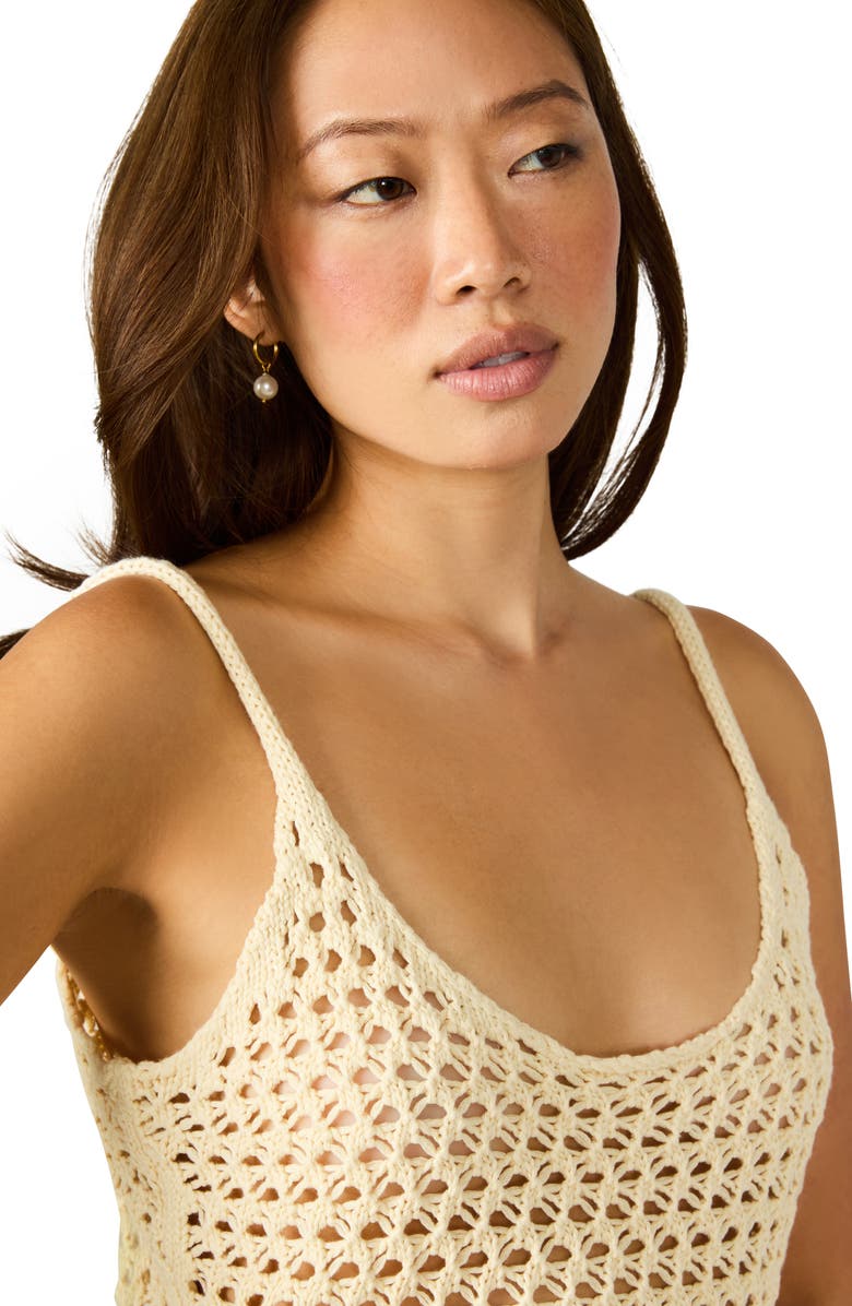 Steve Madden Aidyn Open Stitch Fringe Trim Camisole, Alternate, color, Natural