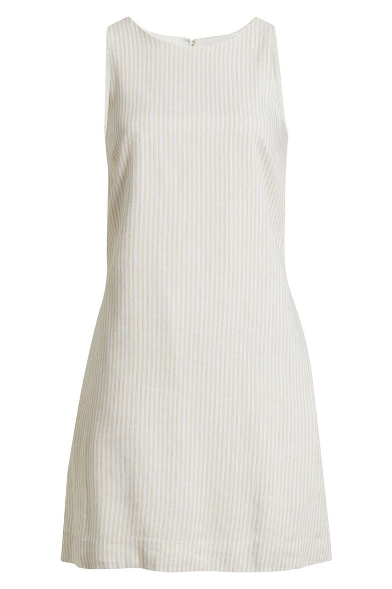 Stripe A-Line Linen Blend Minidress, Alternate, color, IVORY/ YELLOW