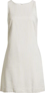 CeCe Stripe A-Line Linen Blend Minidress