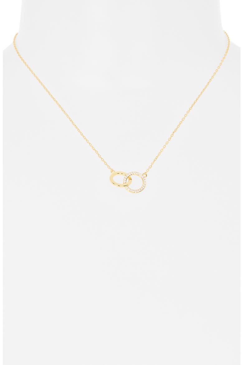 Demi Fine Cubic Zirconia Interlocking Circle Pendant Necklace, Alternate, color, CLEAR- GOLD