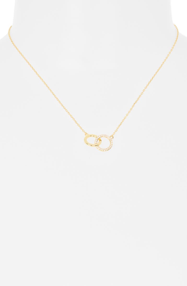 NORDSTROM RACK Demi Fine Cubic Zirconia Interlocking Circle Pendant Necklace, Alternate, color, Clear- Gold