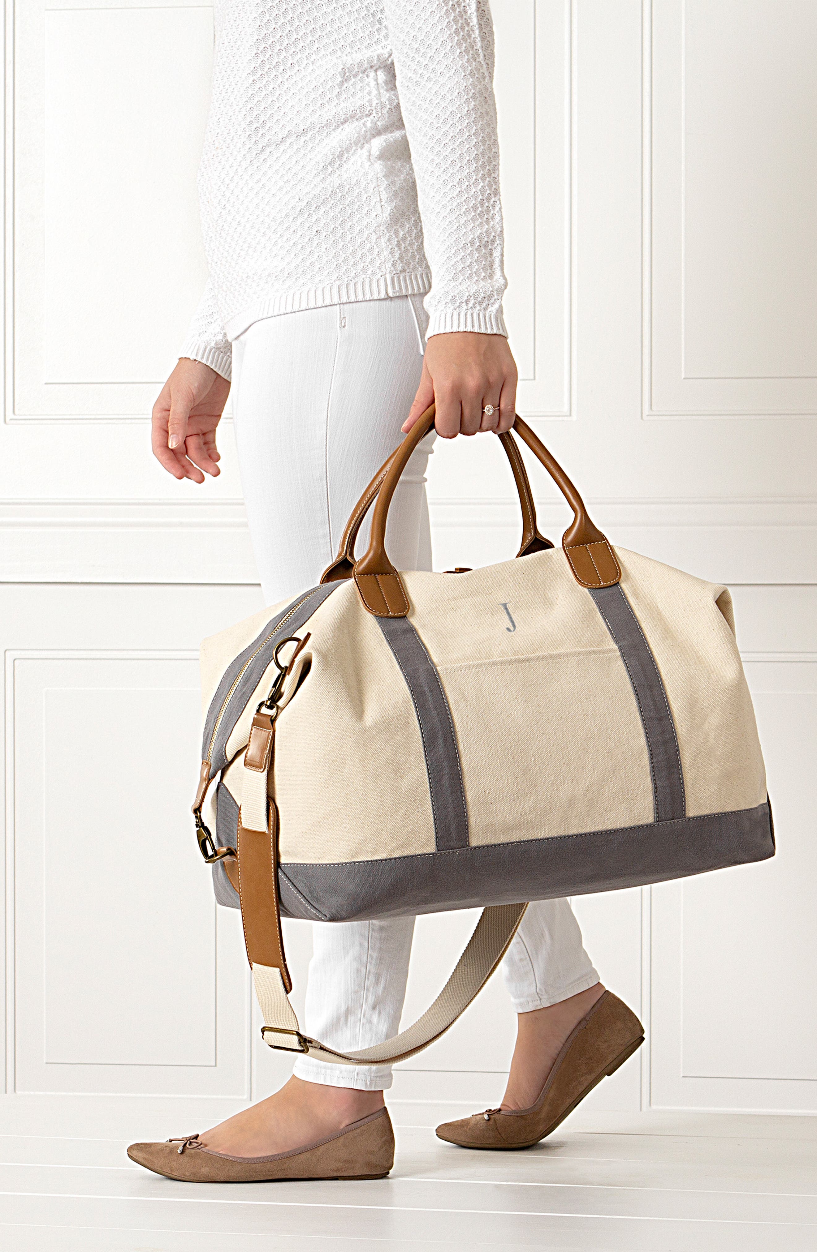 Cathy's Concepts Cathys Concepts Monogram Canvas Duffle Bag, Alternate, color, 