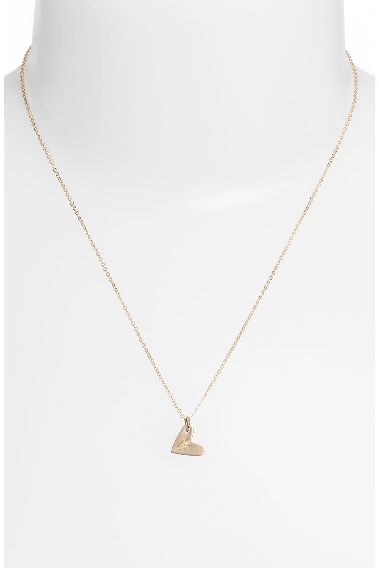 14k-Gold Fill Initial Mini Heart Pendant Necklace, Alternate, color, GOLD/ V