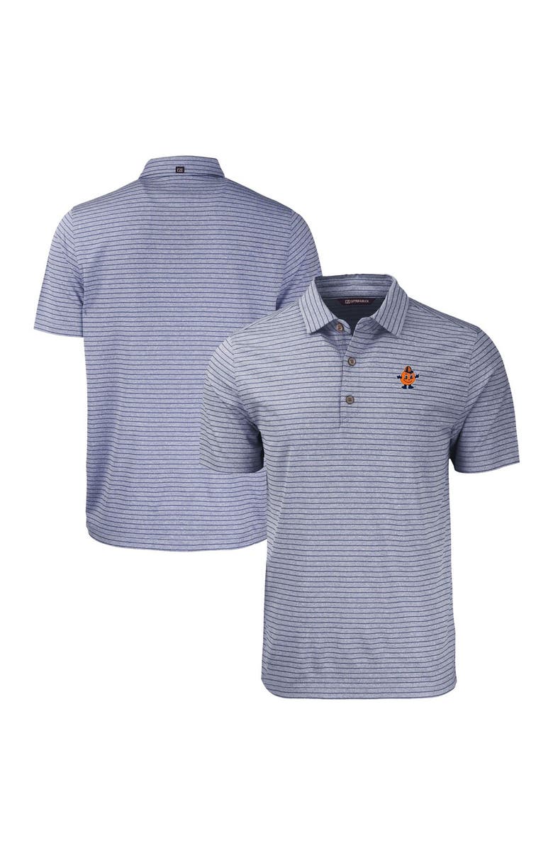 Cutter & Buck Men's Cutter & Buck Heather Navy Syracuse Orange Vault Forge Eco Heathered Stripe Stretch Recycled Polo, Main, color, Heather Navy