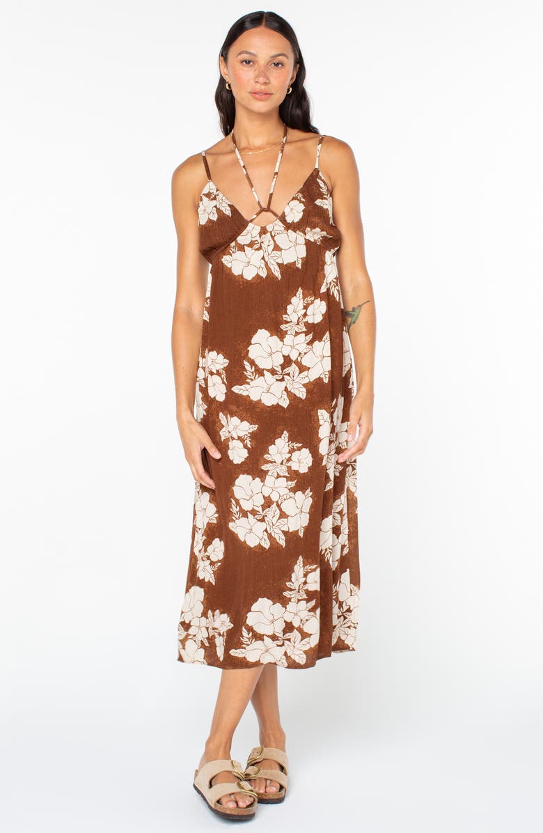 Roxy Sunshine Crush Floral Halter Strap Minidress, Alternate, color, Tiramisu