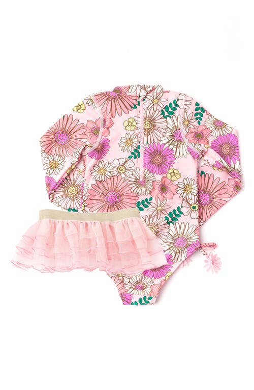SHADE CRITTERS SHADE CRITTERS KIDS' UPF 50+ ONE-PIECE RASHGUARD SWIMSUIT & TUTU SKIRT SET 